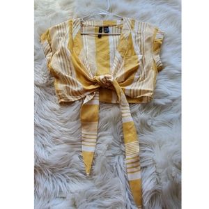 Summer Lemon Crop Top Tie